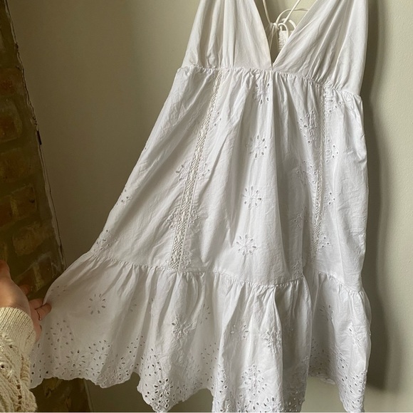 Zara White Eyelet Sundress size small tiered dress adjustable strap length - Picture 5 of 9